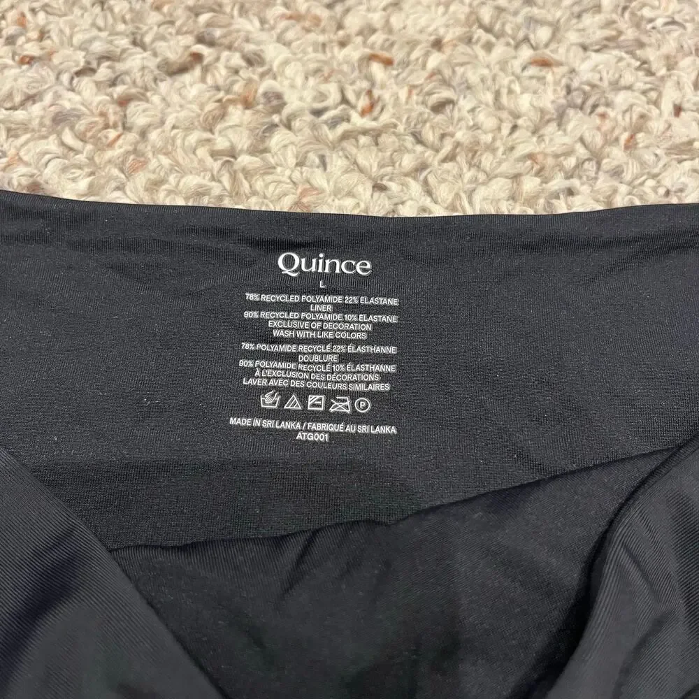 NEW Quince High Rise Bikini Bottom Black L Classic Summer Beach Casual